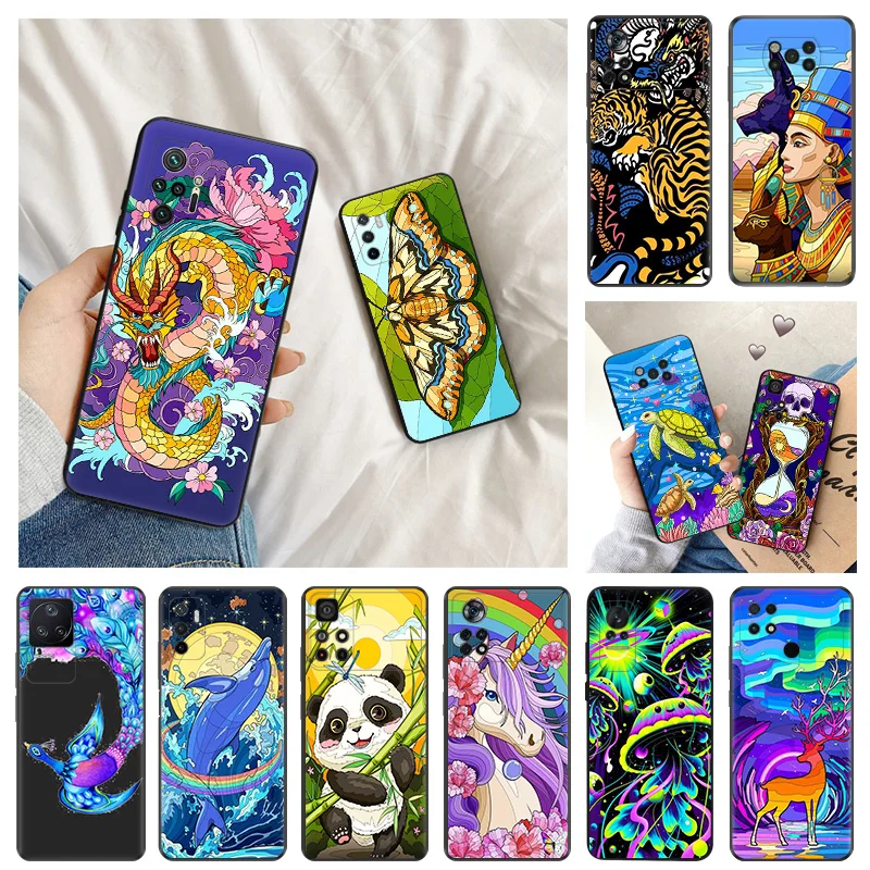 Ultra Thin Silicone Phone Case For Xiaomi Poco X3 Pro X4 X5 C61 F3 F4 F5 C40 C50 C51 M5 M4 Abstract Hourglass Panda Dragon Cover