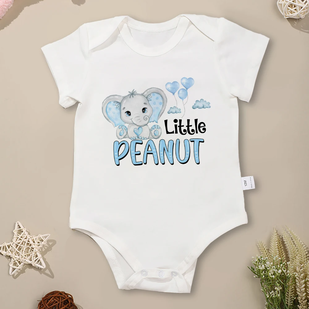 

Little Peanut Newborn Boy Bodysuit Cartoon Elephant Print Cute Baby Girl Clothes 100% Cotton High Quality Summer Toddler Romper