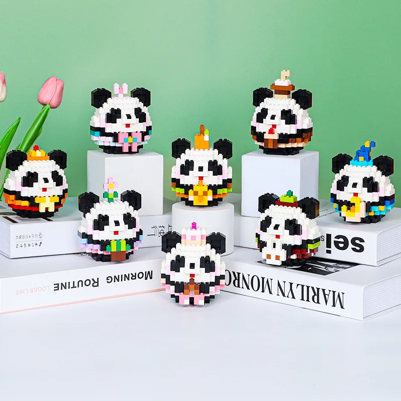 Kawaii Panda Series Micro Building Blocks Creative Cute 3D DIY Animal Assembly Pixel Model Mini Brick Figure Toys For Home Decor