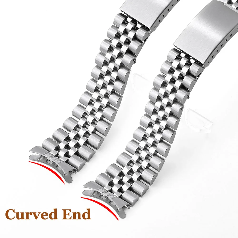 Curve End Metal Watch Bands 19mm 21mm Business Wristbelts for Seiko SKX 20mm 18mm Solid Steel Straps for Jubilee Sport Bracelets