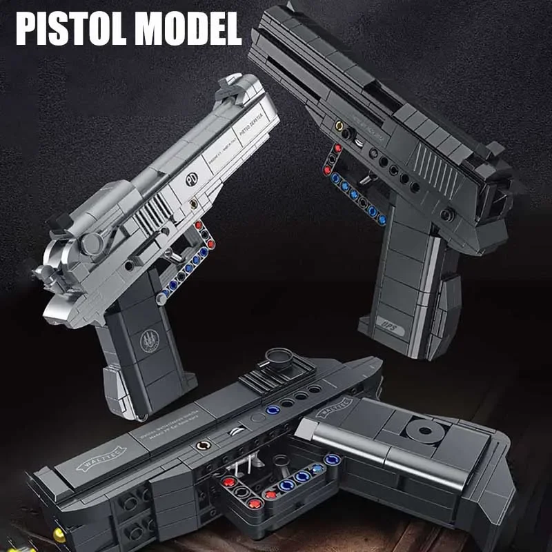 Pistola militar serie MOC Desert Eagle M1911 G18 USP PPK M92 modelo de pistola bloques de construcción puede disparar ladrillos juguete para niños regalos