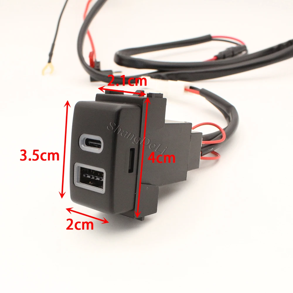For Nissan X-TRAIL T31 08-12 Modified QC3.0 Dual Charger TYPE-C PD Car Charger Adaptor Accessories