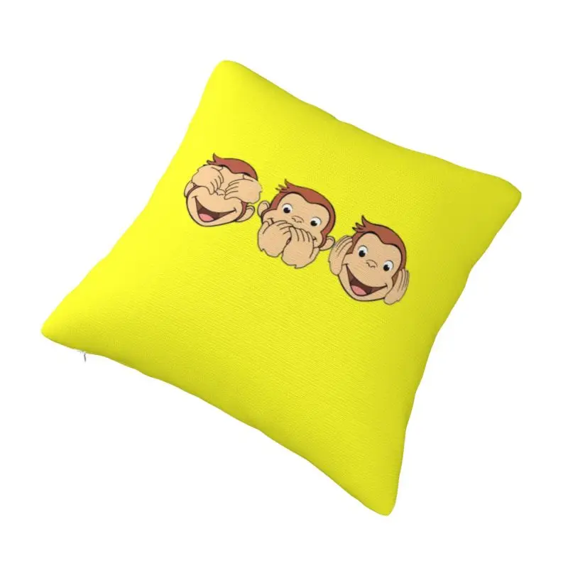 Custom Funny Manga Modern Pillow Cover Curious George Monkey Cushions Cover for Sofa