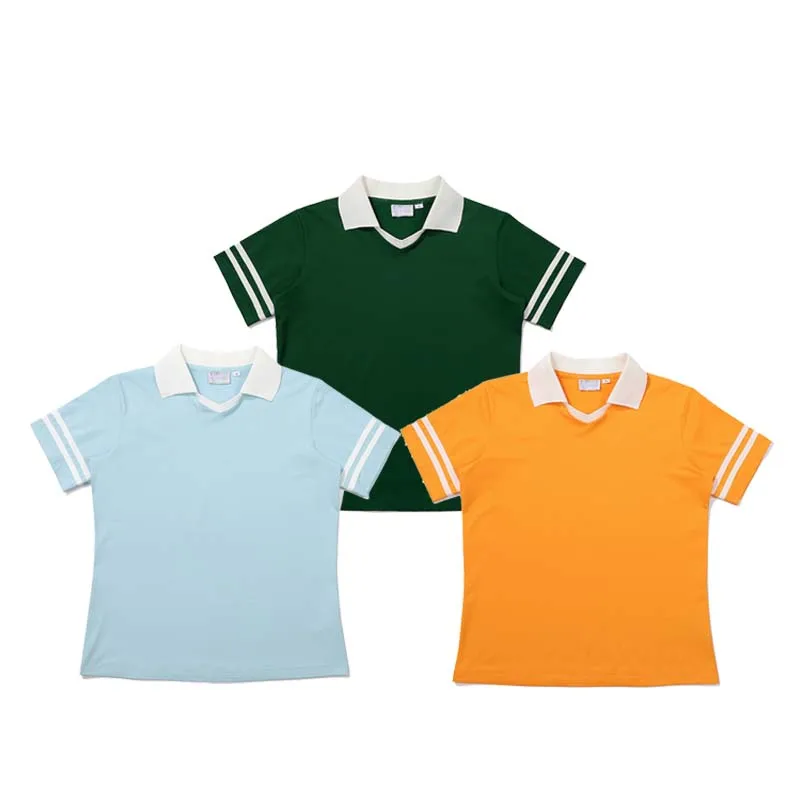 2025 春夏の新韓国スタイルゴルフ婦人服半袖 Tシャツスポーツアイスシルク速乾性 V ネック通気性ポロシャツ