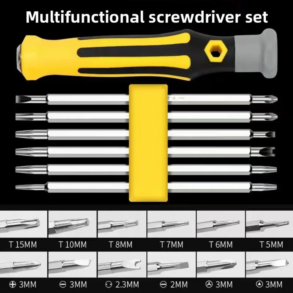 

Mini 8-in-1 Precision Screwdriver Set Magnetic Phillips Bits Multifunctional Hand Repair Tool Kit for Phone Watch Glasses PC