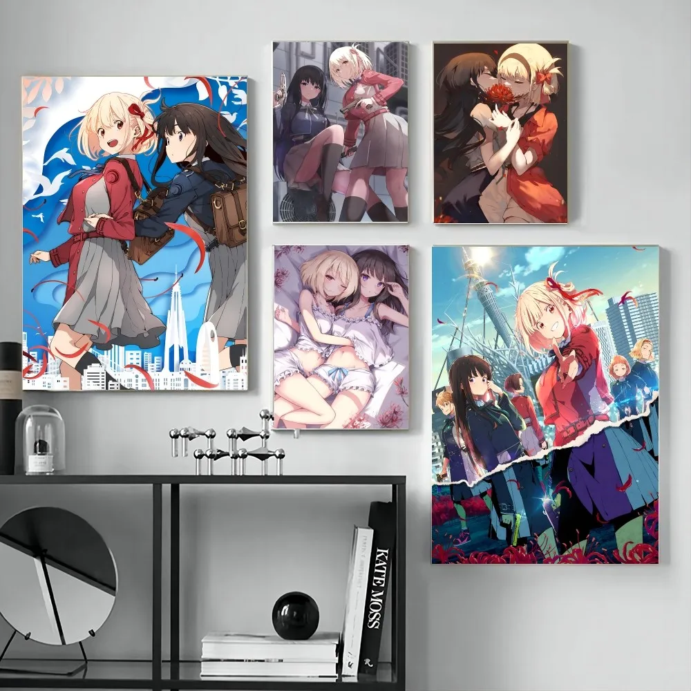 Anime L-Lycoris R-Recoil Posters Stickers Living Room Bedroom Entrance Cafe Wall Art Decoration Painting Room Aesthetic Decor