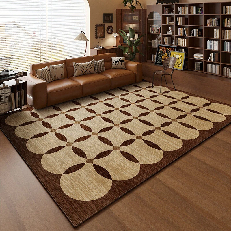 Living Room Rug Stain-resistant Wear-resistant Carpet Comfortable Loop-pile Carpets Retro Style Brown Rugs Home Decor Floor Mat