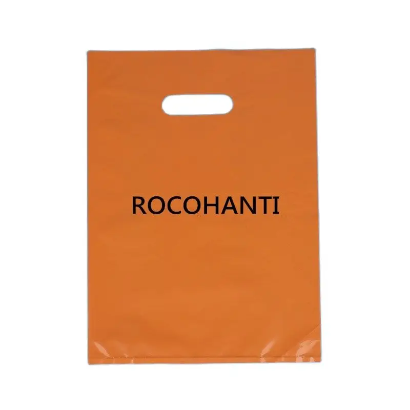 

100pcs Custom LOGO Printed Thank You Merchandise Bags Die Cut Handle Plastic Gift Bags Goodie Bags