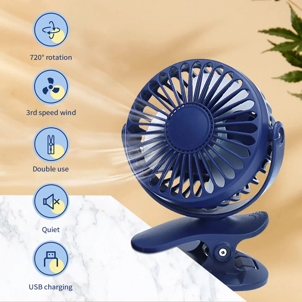 Настольный Перезаряжаемый USB-вентилятор с клипсой, портативный Настольный мини-вентилятор с вращением на 360 градусов, регулируемый вентилятор с клипсой для студенческого общежития