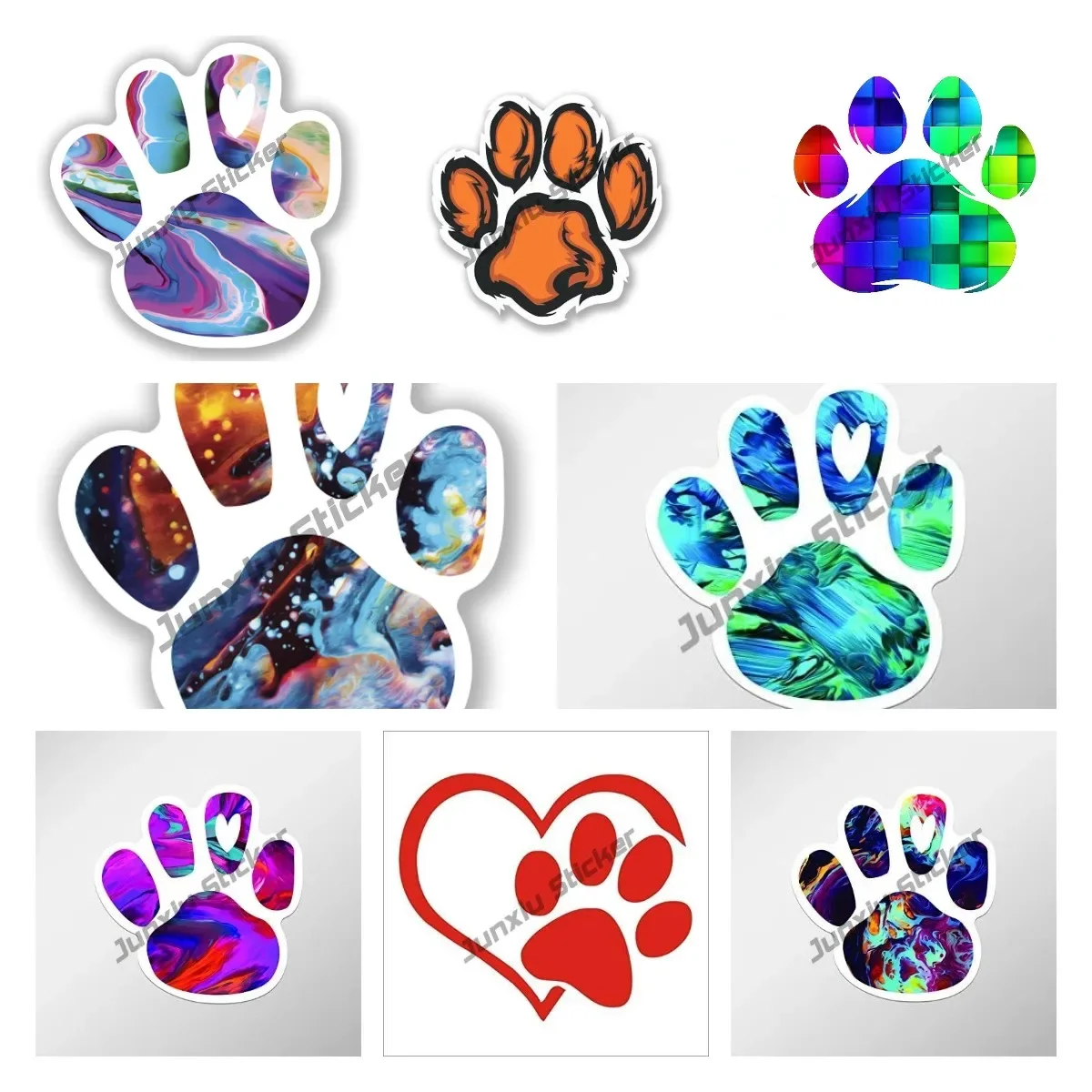 

Reflective Colorful Squares Cat Dog Pawprint Sticker Vinyl Decal Design Bear Trucks Motorcycle Laptop Accessories