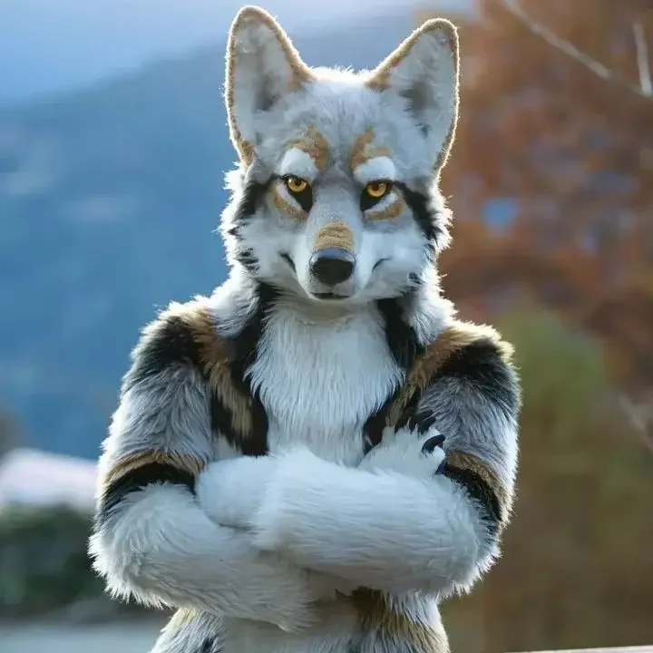

Grey white Long Fur Furry Costume Husky Dog Fox Mascot Costume Fursuit Wolf Cospaly Party Fursuit Halloween fancy Suits