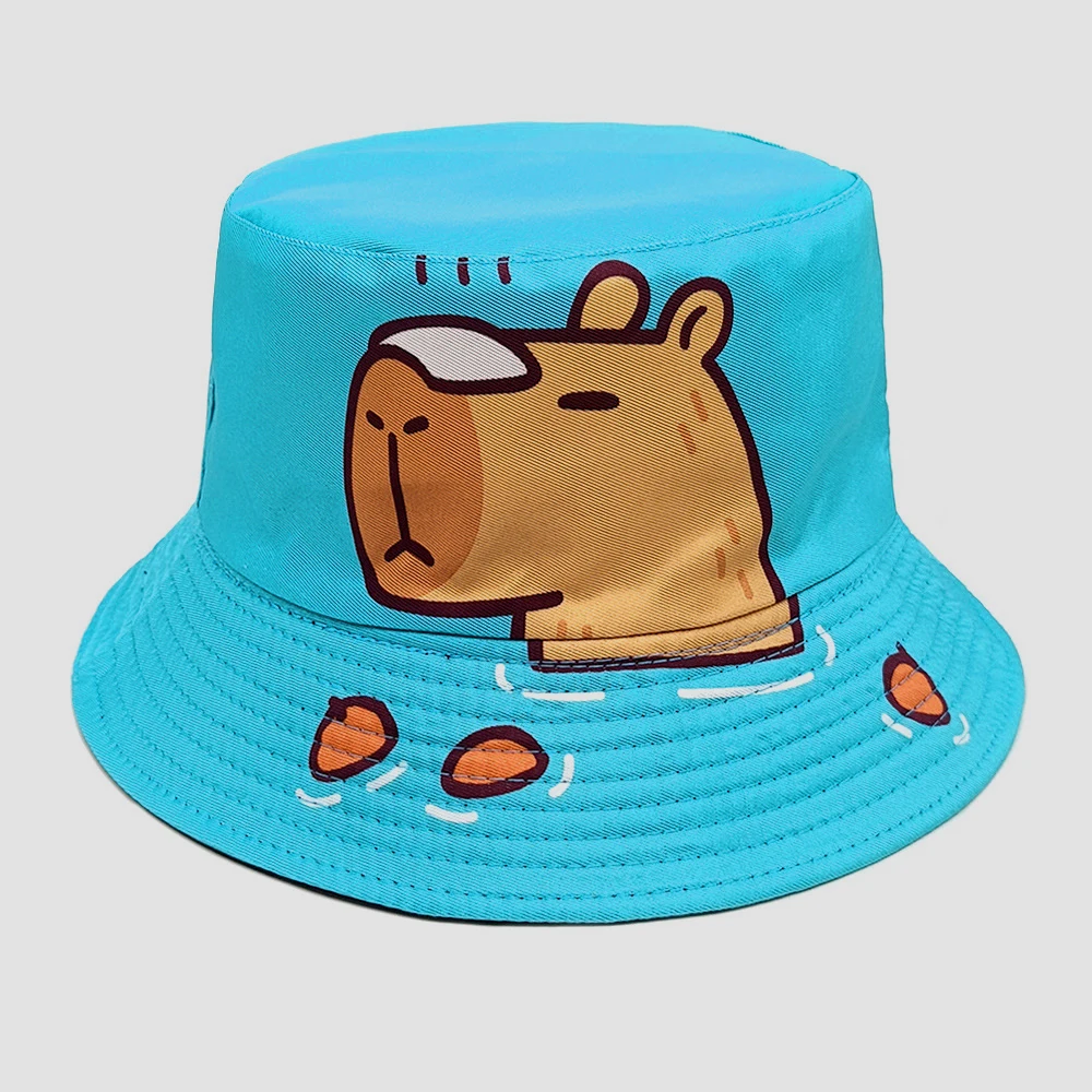 Cartoon Capybara Eimer Hut Tier Druck Muster Fischer Hüte Nette Doppel Seiten Panama Kappe Sonnenschutz Kappen Neue Stil
