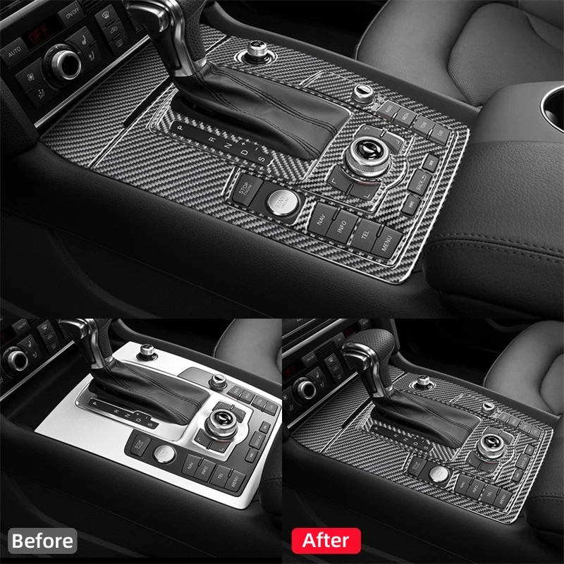 Voor Audi Q7 2007-2015 Auto Accessoires Koolstofvezel Interieur Auto Versnellingspook Bedieningspaneel Decoratie Sticker Cover Trim frame