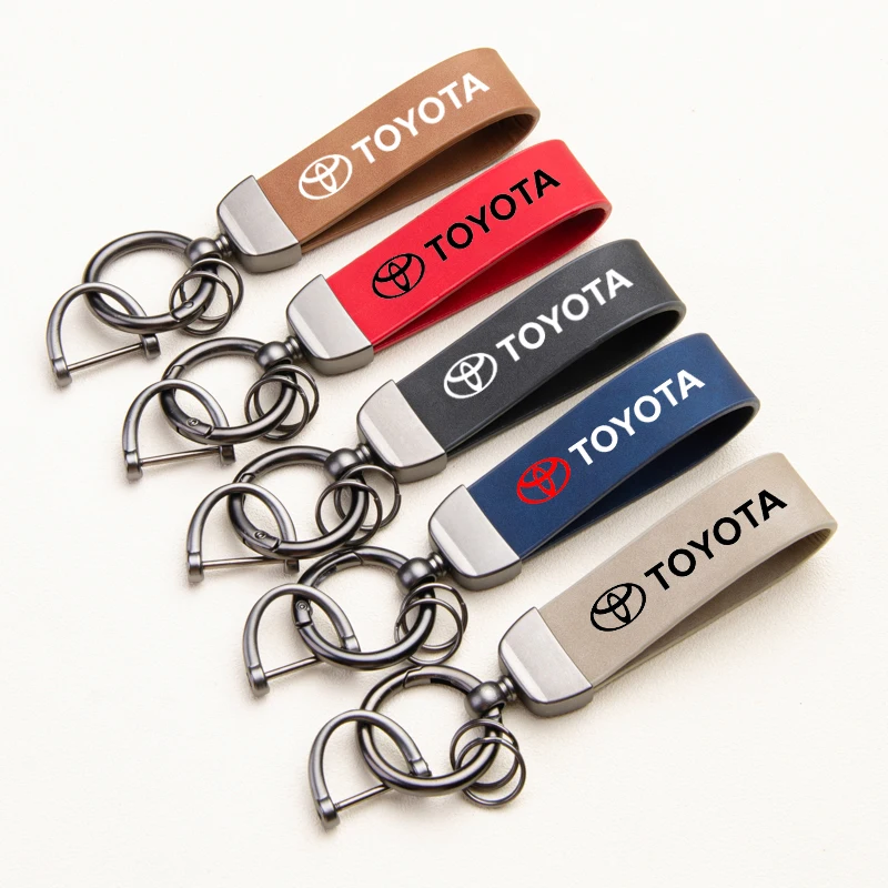 Fashion leather car keychain Zinc alloy keychain For Toyota GR Corolla Yaris Aygo Prius Camry Auris Avensis 4Runner Accessories