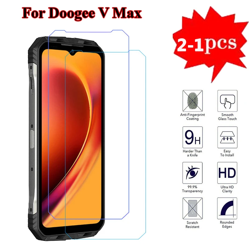 

2-1PC Tempered Glass For Doogee V Max Phone Film Screen Protector 9H Protective Glass Cover For Doogee V Max Pelicula De Vidrio