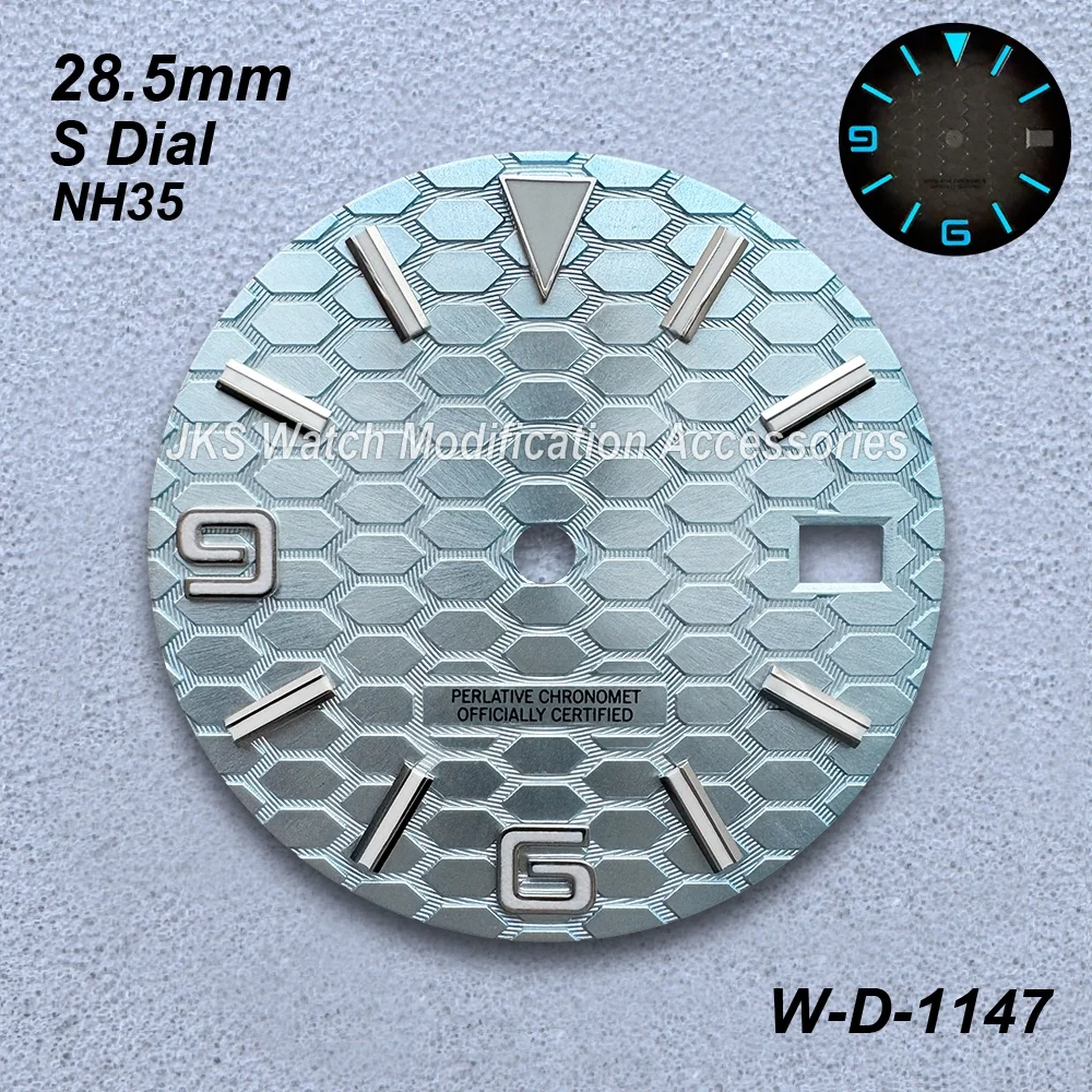 28.5 مللي متر S شعار الغوص الهاتفي صالح NH35/NH36/4R/7S الحركة اليابانية الجليد الأزرق مضيئة ساعة عالية الجودة تعديل الملحقات #2