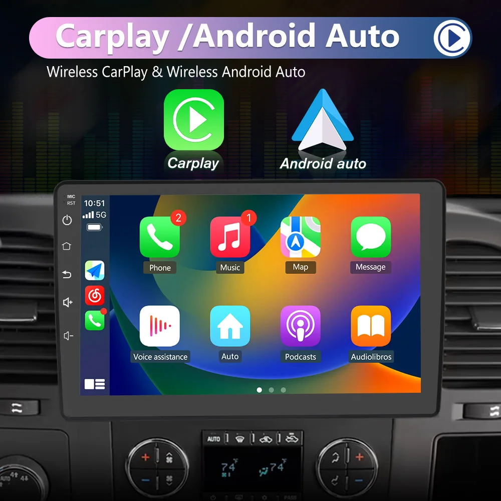 AWESAFE-reproductor multimedia con Android 12 y navegación GPS para Chevrolet Silverado 2, autorradio estéreo con CarPlay inalámbrico, sistemas inteligentes de coche, 2007 - 2014