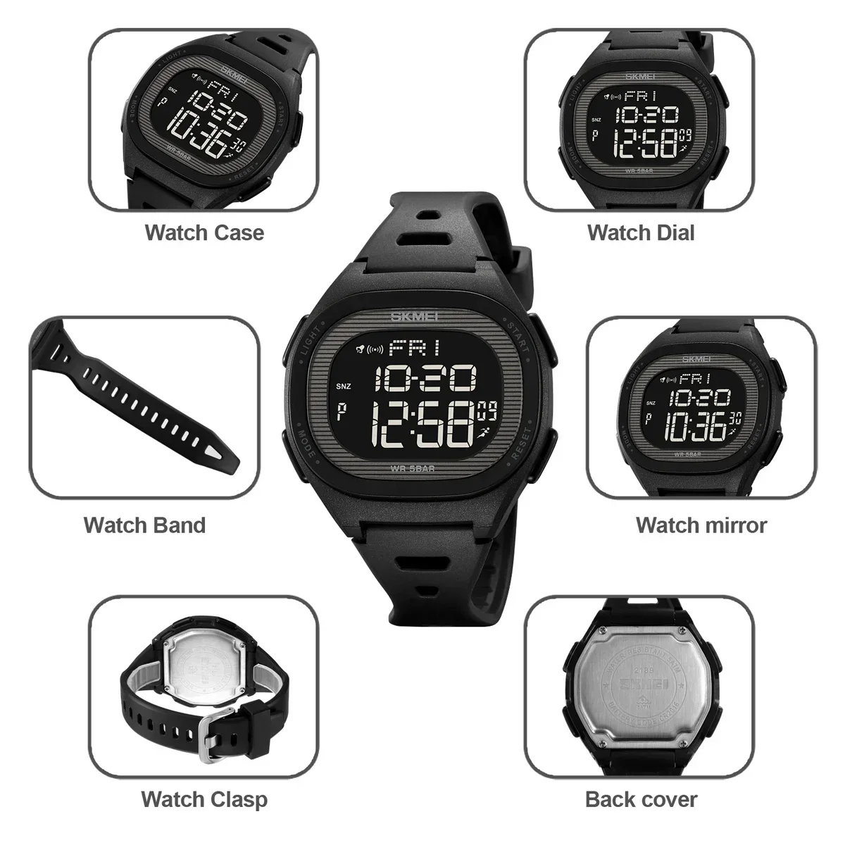 Skmei 2189 relógios eletrônicos esportes relógio militar reloj hombre multifuncional relógios de pulso digitais para homens mulheres à prova dwaterproof água