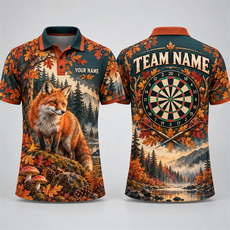 Custom Darts Polo Shirt Men Personalized Team Name Elephant Fox Whale Arcade Corgi Print Short Sleeve Breathable Sports Jersey