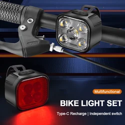 Luci per biciclette lampada da ciclismo ad alta luminosità anteriore e posteriore USB ricaricabile MTB faro per bici fanale posteriore illuminazione a lanterna impermeabile