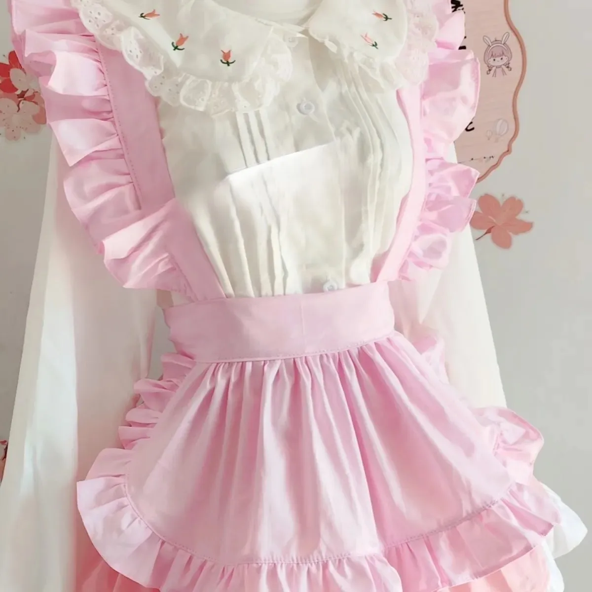

Cute Sexy Ruffled Long Sleeve shirt Anime Clothes With Apron Sissy Sweet Maid Party Costumes, Lolita Skirt Maid Cosplay Costume