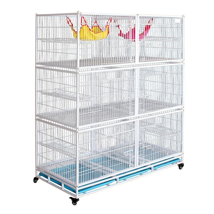 

Factory Price Large Breeding Pet Crate 3 Tier Cat Dog Cage Playpen Metal Wire Cat Home Cages With Wheels for Pet Shops