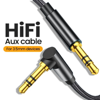 Braided 3.5mm Aux Audio Cable Elbow Male to Male Jack Speaker Aux Wire For Samsung Xiaomi MP3/4 Video Car Headphone Adapter Cord