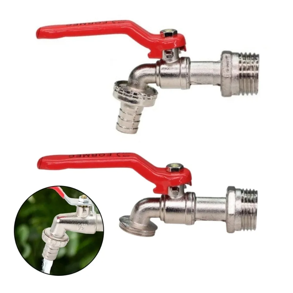 1/2x3/4 Lever Water Tap Zinc Alloy with Red Handle Faucet Adapter Suit for Washing Machine Garden Watering