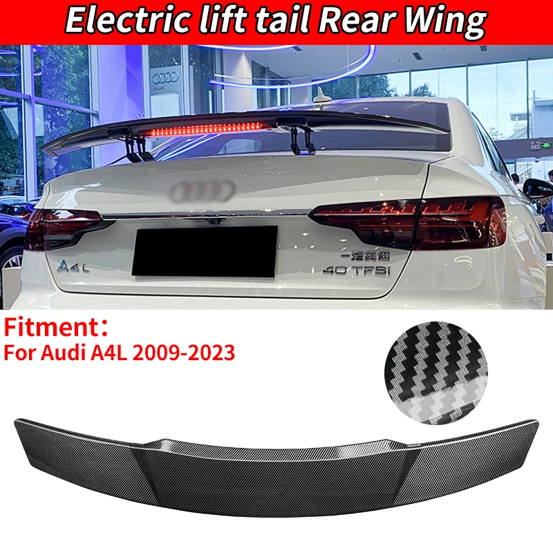 For Modification Audi A4 2009-2023 2017 Car Decoration Rear Spoiler Lift Wing Trunk Tail Remote Accessories Carbon Control