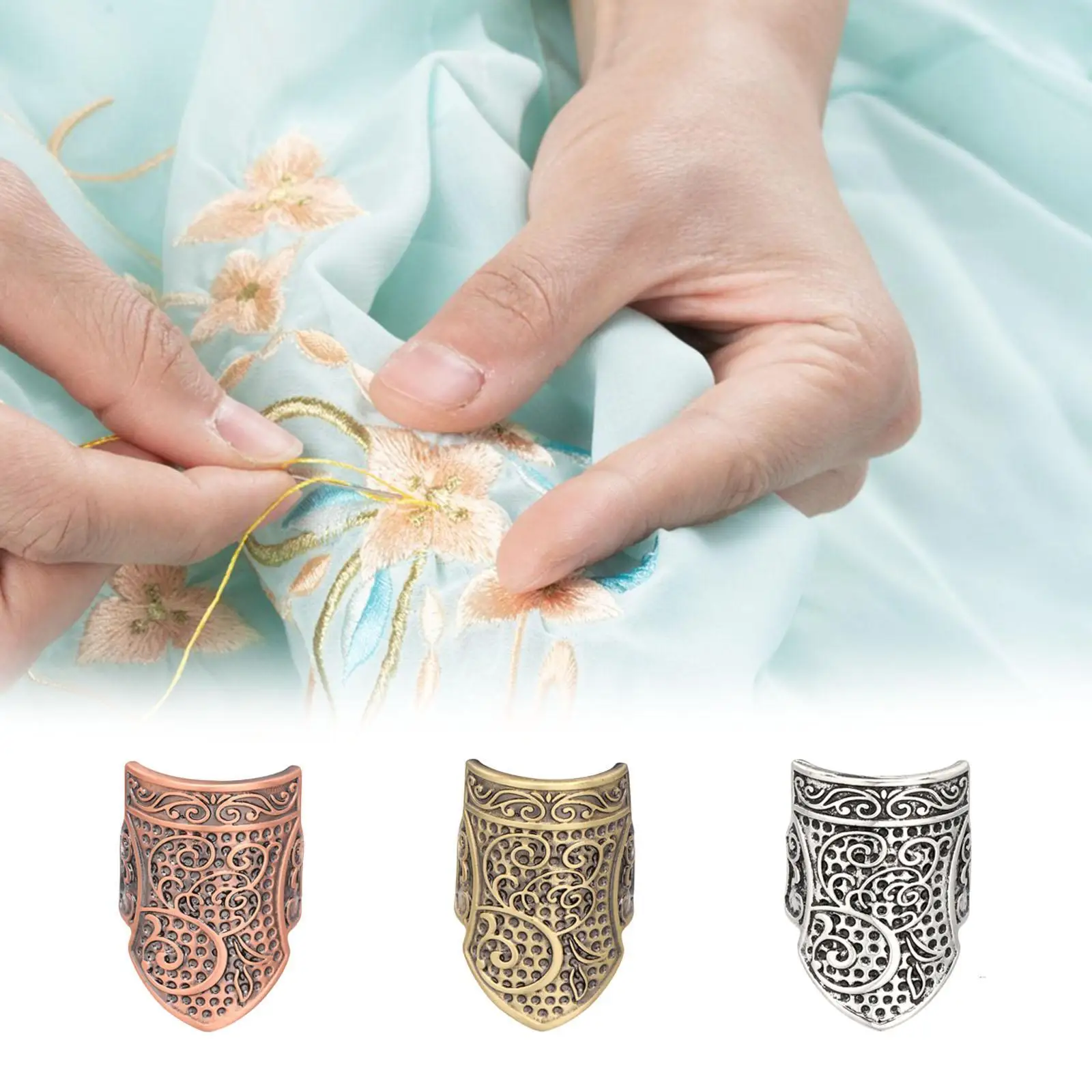 

Защитный наперсток для шитья, нескользящий металлический наперсток для защиты кончиков пальцев, винтажный стиль для ручного шитья, кольцо наперсток