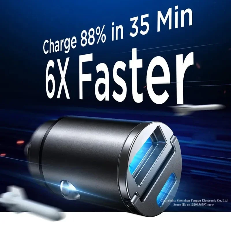 USB Car Charger Type C QC3.0 PD Mini 100W Car Chargers Fast Charging Car Phone Charger Adapter For iphone Samsung Huawei Xiaomi