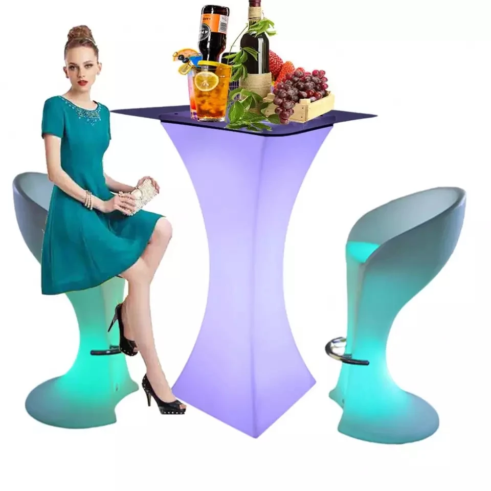 

cheap bar table and chair sets /LED light up bar cocktail tables lumineuse mariage modern glowing night club party furniture