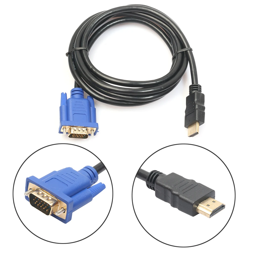 Nuevo adaptador HDMI compatible con macho dorado a VGA HD macho de 15 pines Cable convertidor 1080P para línea de iPhone HP DellHuawei