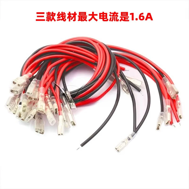 5PCS 2.8mm 4.8mm 6.3mm Spade Terminal Wire Harness with Insulating Sleeve, Single End & Double End Electrical Connector Cable