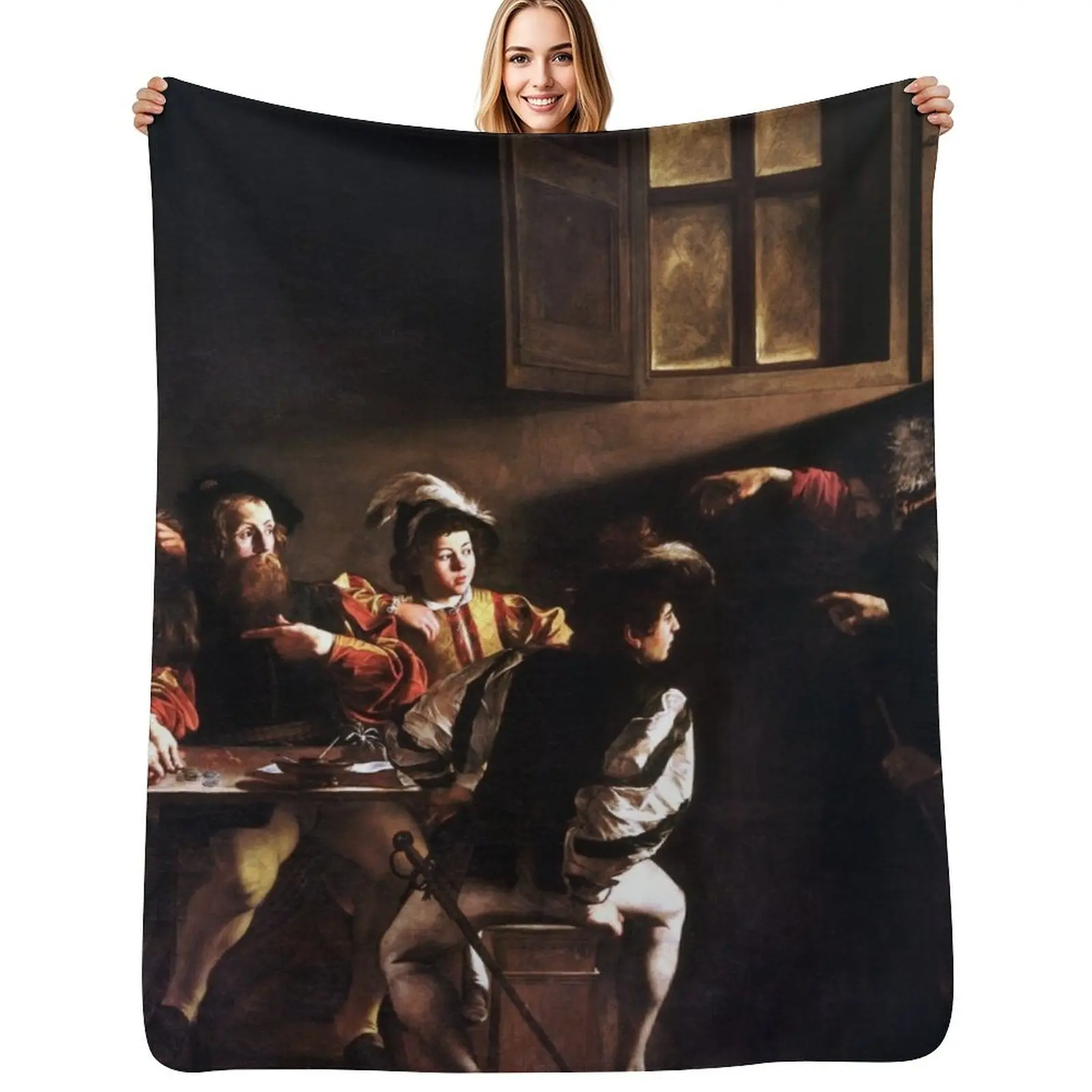 Caravaggio The Calling of Saint Matthew Throw Blanket Cozy Sofa Blanket for TV Watching Napping