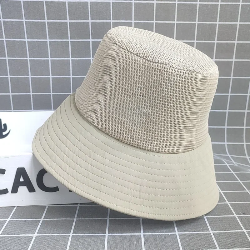 Bucket Hats Men\'s Mesh Fisherman Hat Packable Sun Cap Breathable Sunshade Summer Unisex Bucket Caps Outdoor Casual Sun Hat