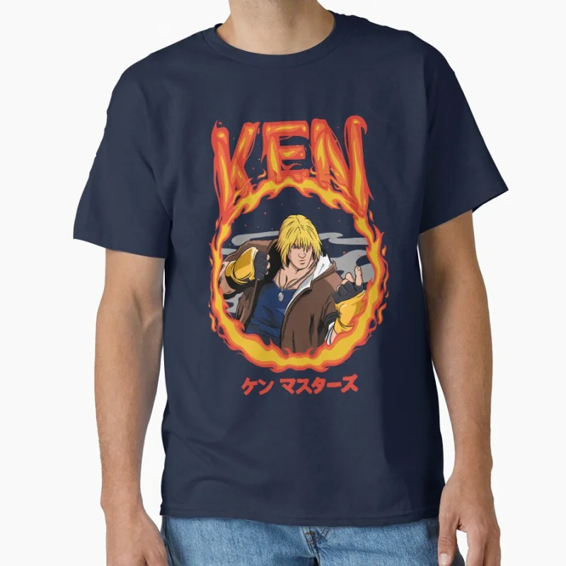 Ken Masters 80s Combat Game Classic Cartoon Arcade Street Fighter Gift  T-shirt for man Large size Tops 100% cotton printed