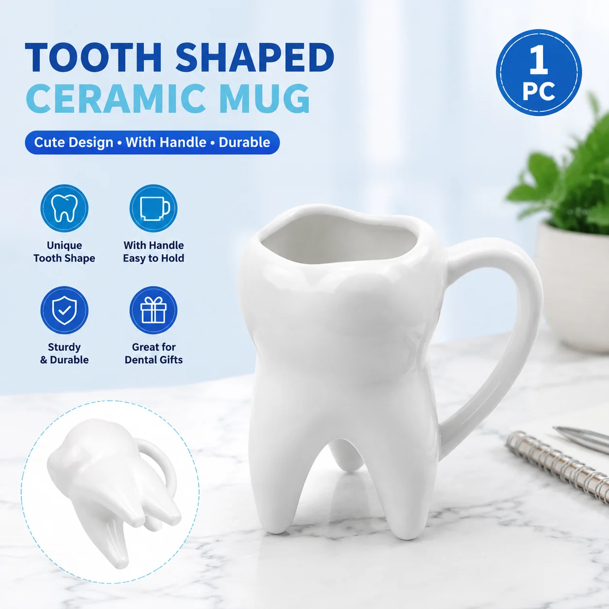 

Tooth Shaped Ceramic Cups Dental Coffee Milk Mug With Handle Water Cup Office Desktop Decoration Dentistry Gifts Mug