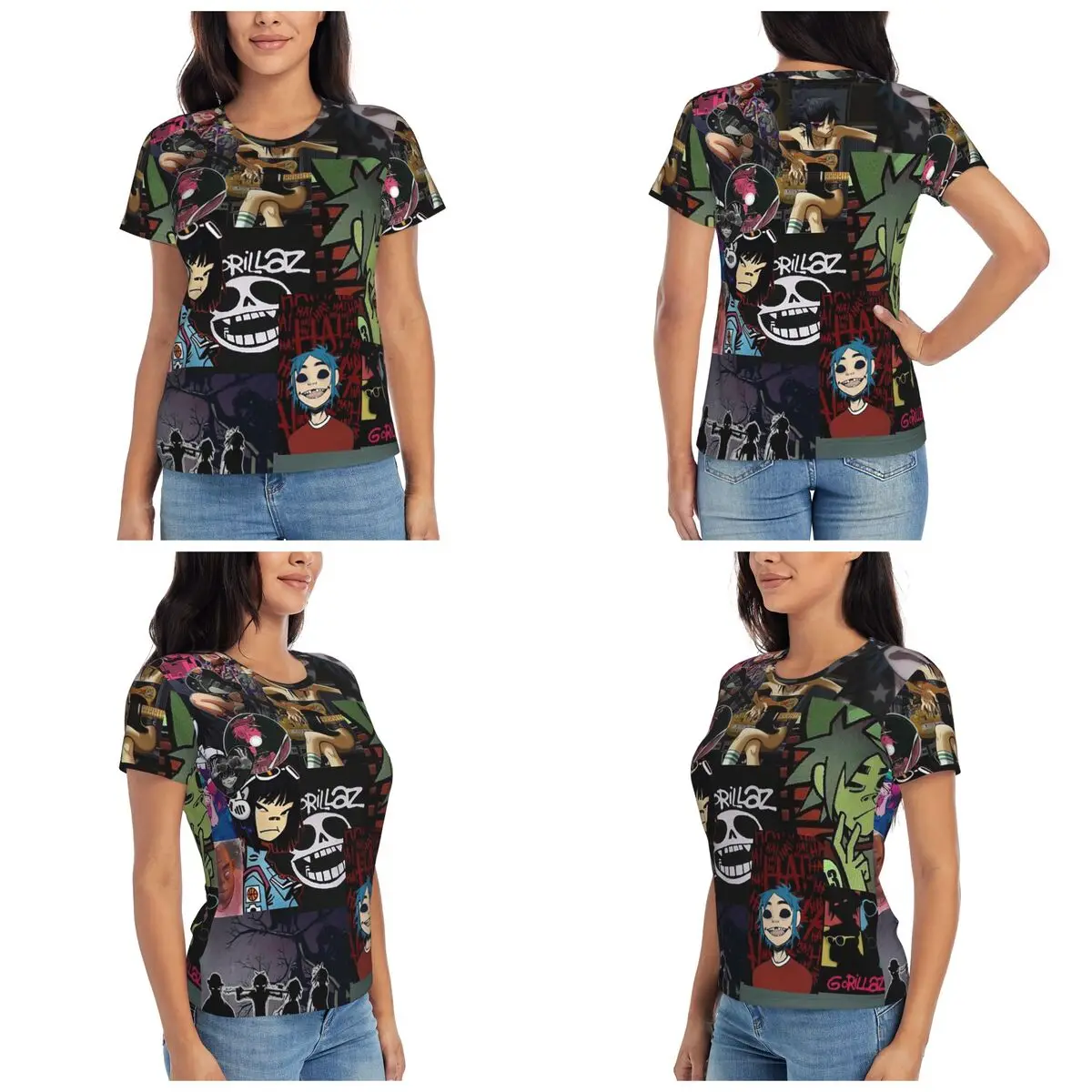 Music Band Gorillaz T-Shirt for Women Round Neck Streetwear T Shirts Women's Short Sleeve Summer Clothes Tops