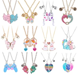 2Pcs/Set Best Friend Friendship Necklace Couple Cute Dog Butterfly Heart Dolphin Shape BFF Necklace Children Gift Fine Jewelry