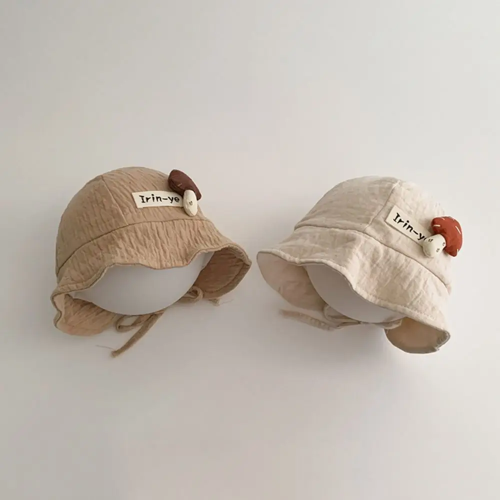 

Cute Breathable Mushroom Kids Sunhat Korean Style Wide Brim Baby Bucket Hat Summer Cotton Sunscreen Cap Outdoor