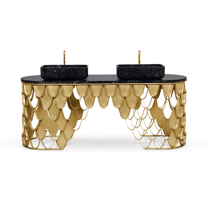 Creative Stainless Steel Fish Scale Sink, Floor - type Drainage, for Modern High - end Villa Bathrooms