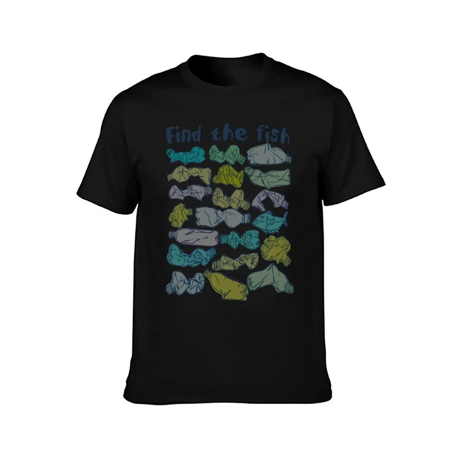 Find the fish and save the ocean from plastic pollution T-Shirt, Summer Casual Cotton Tee, Oversized Streetwear Tops