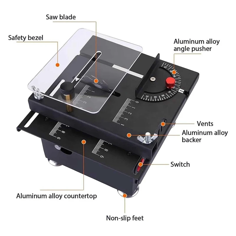 Mini Multi-Functional Table Saw, Mini Table Saw, Mini Table Saw For Wood Cutting Crafts , US Plug