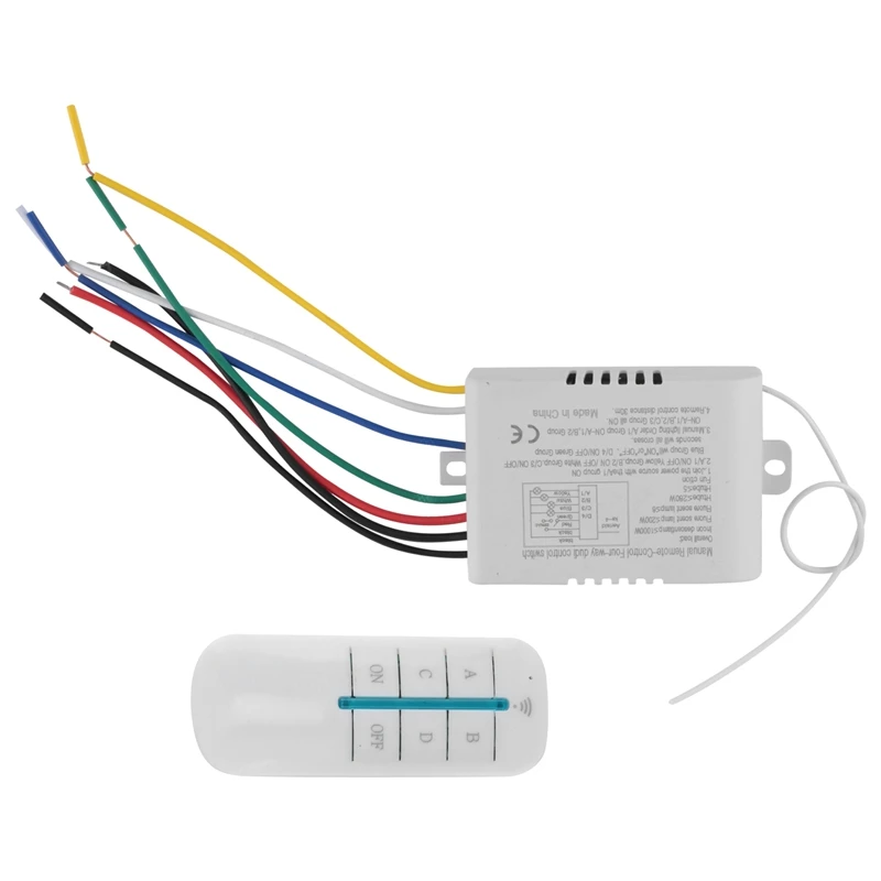 Digital Wireless Remote Control Switch 4 Way Light Lamp ON/OFF 220V
