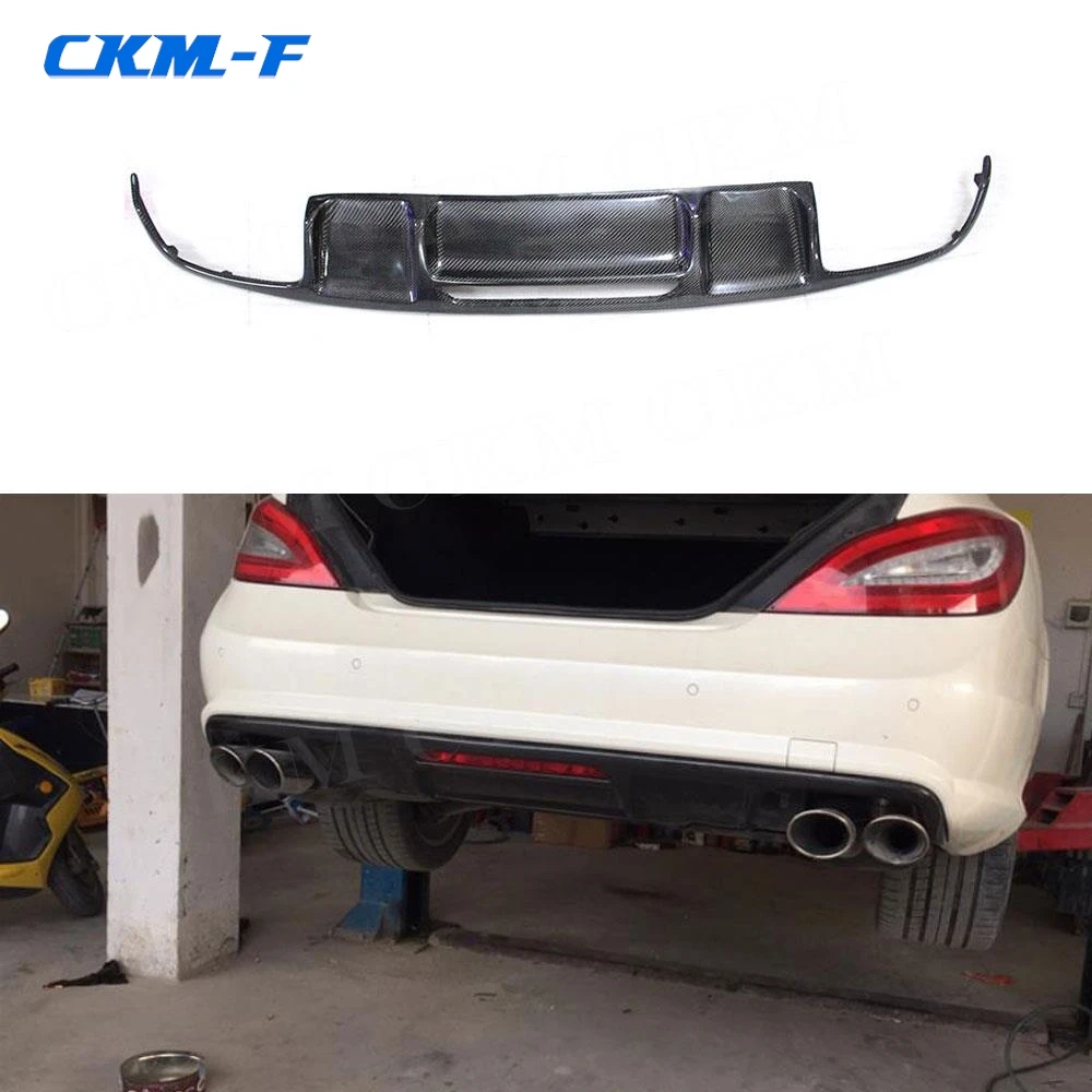 Carbon Fiber Rear Lip Diffuser Spoiler For Mercedes Benz CLS Class W218 CLS300 2012-2017 FRP Bumper Guard Plate