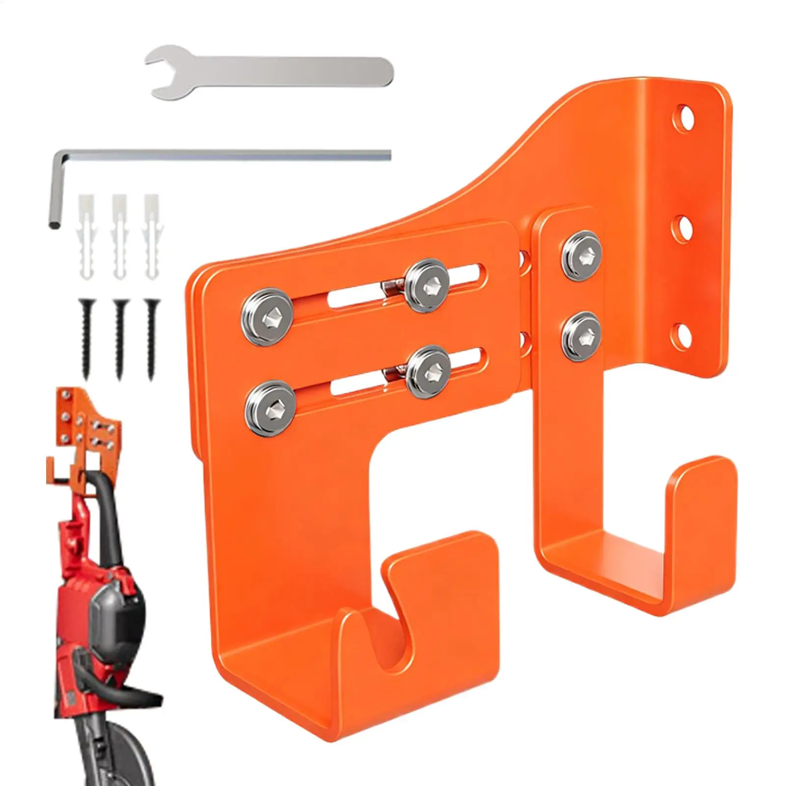 

Держатель бензопилы, сверхмощная настенная вешалка, органайзер для бензопилы с двумя крючками для сарая, гаража, мастерской, цепной инструмент