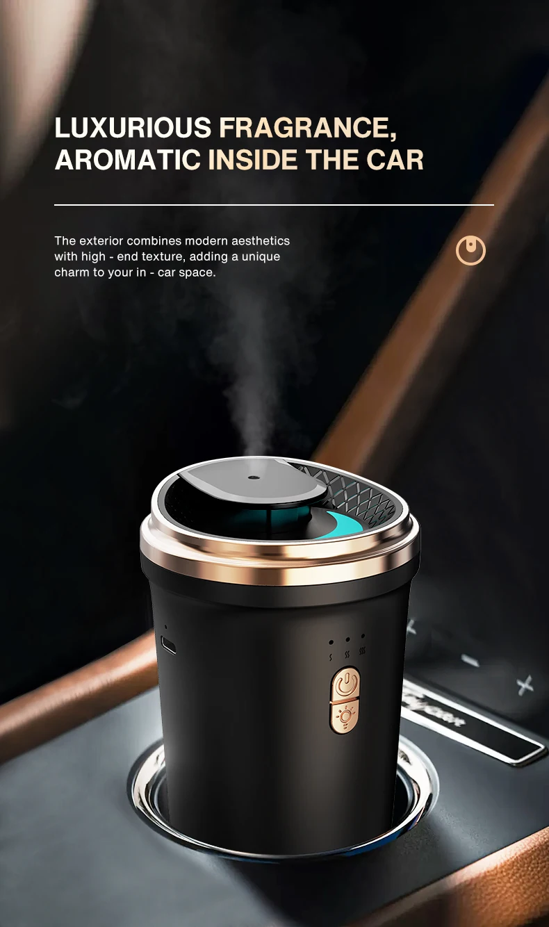 Namste 50m³ Car Air Freshener Perfume Aroma Diffuser No Water Essential Oils Aluminum Alloy Material Button Type-c Charge