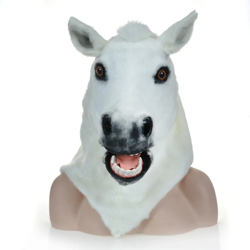 Horse Mascot Costume Can Move Mouth Head Suit Halloween Outfit Animal Mask Cosplay Adult Toys Gift