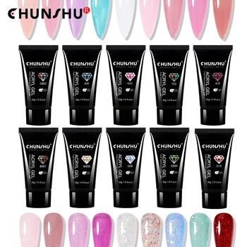 청슈 폴리 아크릴 젤 네일 폴리쉬 30G, 반영구 크리스탈 빌더 연장 젤 손톱 46 색 강화제 젤리 하드 젤